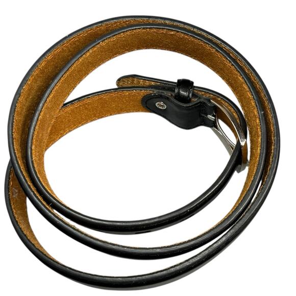 Leather Dress Belt Mens Sz XL Black Silver Tone Buckle Classic - Picture 8 of 8